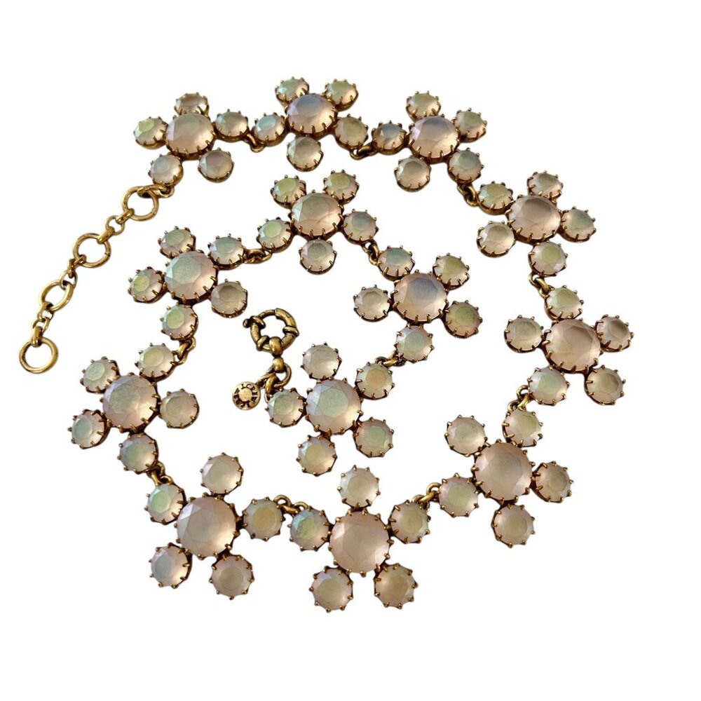 J. Crew Gold-Tone Iridescent White Opalescent Stones Statement Necklace Rare